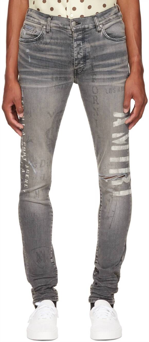 NEW AMIRI military stencil jeans in clay indigo